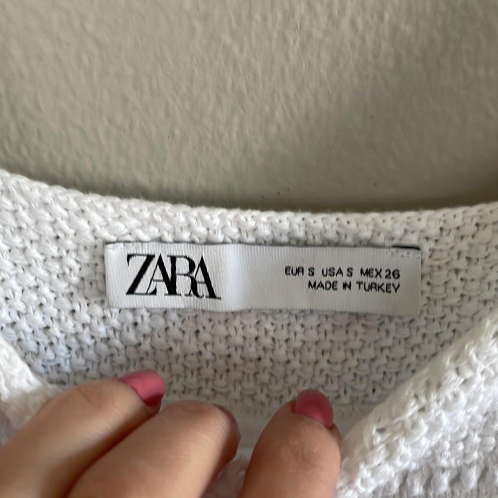 ZARA knit dress crotchet white cotton organic - Picture 7 of 12